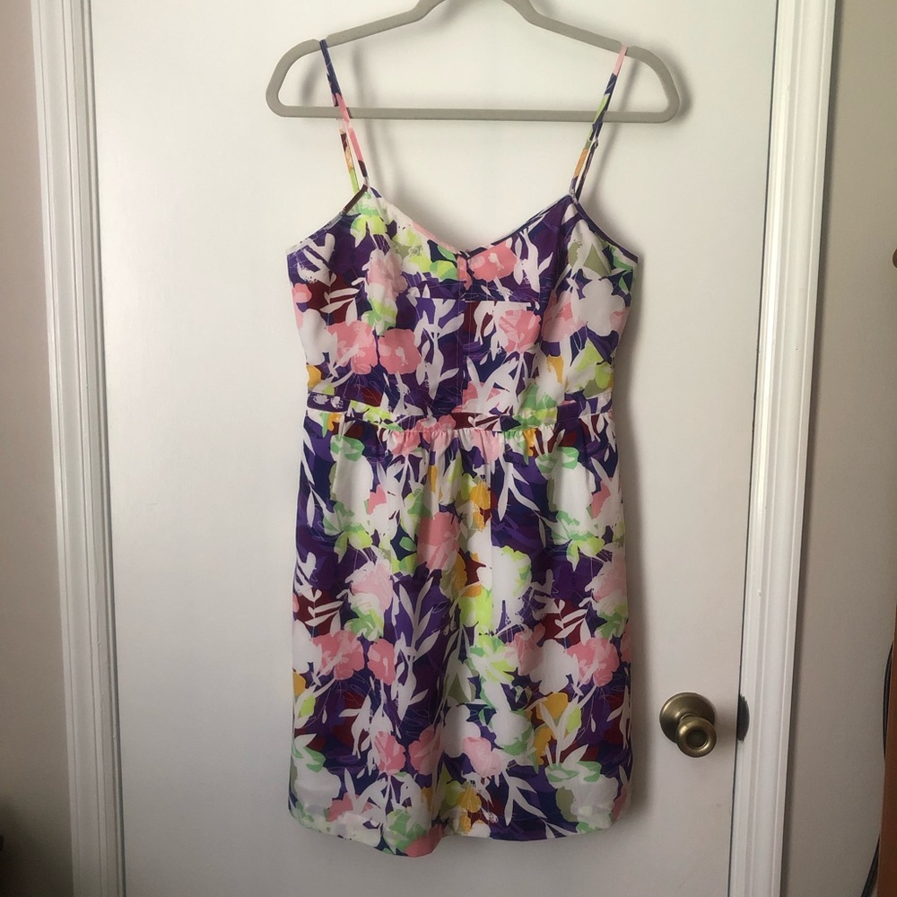 J. CREW Floral/Tropical Fit & Flare Dress Ajustable Straps Size 6 Style 43841